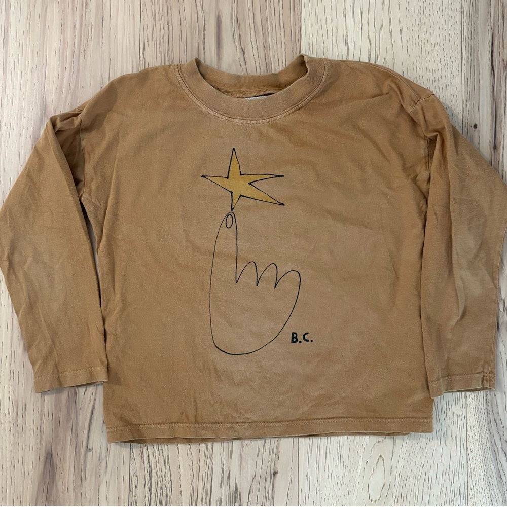 Bobo Choses Brown Long Sleeve Shirt with Star Graphic